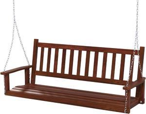 SlickBlue 3-Person Wooden Outdoor Porch Swing with 800 lbs Weight Capacity