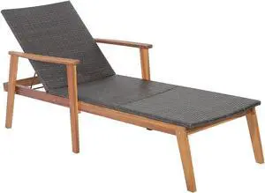 SlickBlue Patio Rattan Lounge Chair with 4-Position Adjustable Backrest