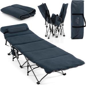 SlickBlue Folding Retractable Travel Camping Cot with Mattress and Carry Bag