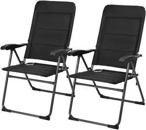 SlickBlue 2 Pieces Outdoor Folding Patio Chairs with Adjustable Backrests for Bistro and Backyard
