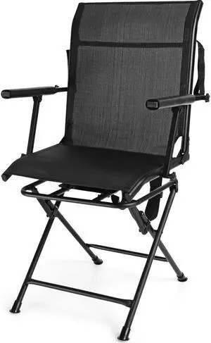 SlickBlue Foldable Swivel Patio Chair with Armrest and Mesh Back