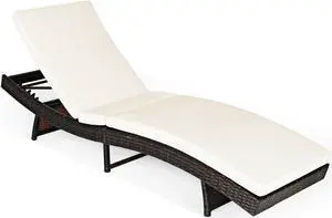 SlickBlue Patio Folding Chaise Lounge with 5 Adjustable Levels and Cushion