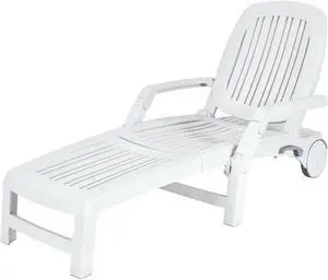 SlickBlue Adjustable Patio Sun Lounger with Weather Resistant Wheels