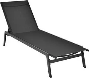 SlickBlue Outdoor Reclining Chaise Lounge Chair with 6-Position Adjustable Back-Black