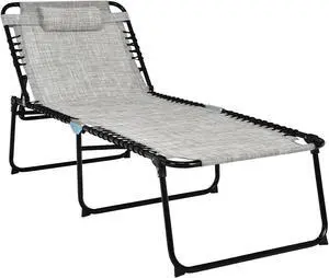 SlickBlue 4 Position Folding Lounge Chaise with Adjustable Backrest and Footrest
