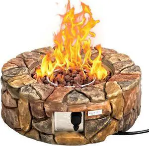 SlickBlue 28 Inch Propane Gas Fire Pit Outdoor 40 000 BTU Stone
