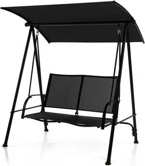 SlickBlue 2-Seat Outdoor Canopy Swing with Comfortable Fabric Seat and Heavy-duty Metal Frame