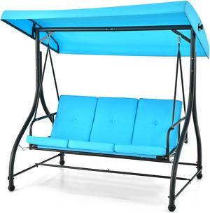 SlickBlue 3 Seat Outdoor Porch Swing with Adjustable Canopy