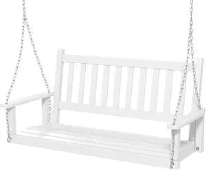 SlickBlue 2-Person Wooden Outdoor Porch Swing with 500 lbs Weight Capacity