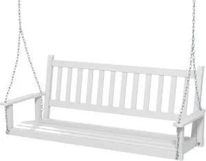 SlickBlue 3-Person Wooden Outdoor Porch Swing with 800 lbs Weight Capacity