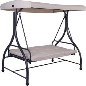 SlickBlue 3 Seats Converting Outdoor Swing Canopy Hammock with Adjustable Tilt Canopy