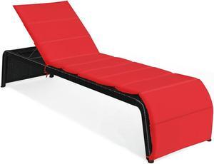 SlickBlue Patio Rattan Lounge Chair Back Adjustable Chaise Recliner  with Cushioned