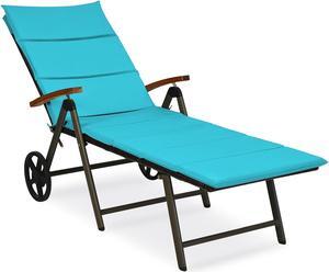 SlickBlue Outdoor Chaise Lounge Chair Rattan Lounger Recliner Chair