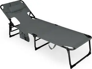 SlickBlue Folding Beach Lounge Chair with Pillow for Outdoor