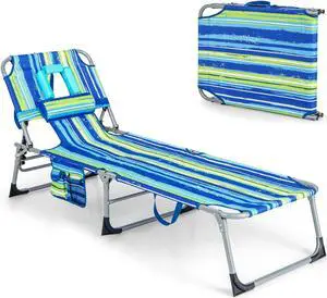 SlickBlue Folding Beach Lounge Chair with Pillow for Outdoor
