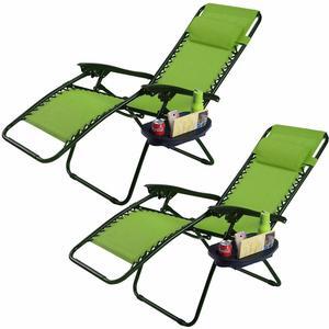 SlickBlue 2 Pieces Folding Lounge Chair with Zero Gravity