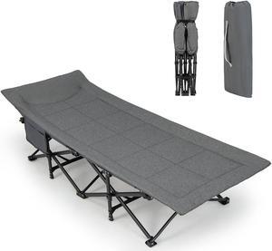 SlickBlue Folding Camping Cot with Carry Bag Cushion and Headrest
