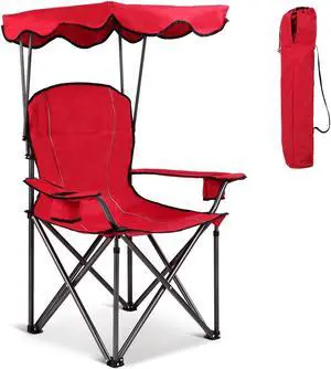 SlickBlue Portable Folding Beach Canopy Chair with Cup Holders
