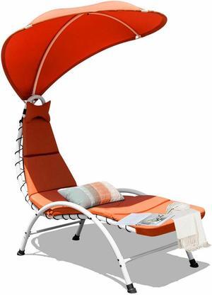SlickBlue Patio Hanging Swing Hammock Chaise Lounger Chair with Canopy