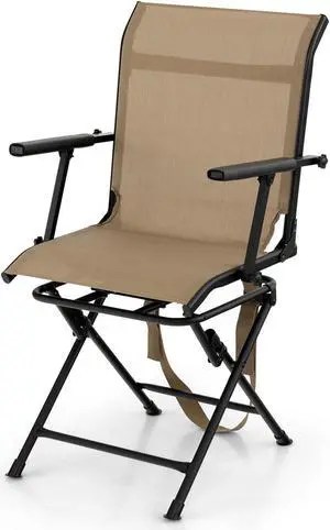 SlickBlue Foldable Swivel Patio Chair with Armrest and Mesh Back