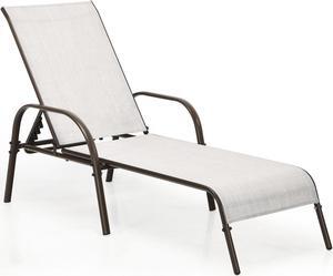 SlickBlue Adjustable Patio Chaise Folding Lounge Chair with Backrest