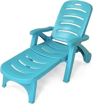 SlickBlue 5 Position Adjustable Folding Lounger Chaise Chair on Wheels