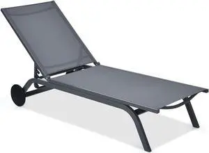 SlickBlue Aluminum Fabric Outdoor Patio Lounge Chair with Adjustable Reclining