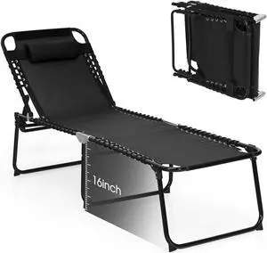 SlickBlue Foldable Recline Lounge Chair with Adjustable Backrest and Footrest