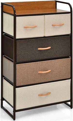 SlickBlue 4-Tier Organizer Tower Steel Frame Wooden Top Storage with 5-Drawer Dresser