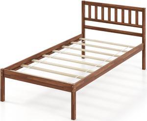 SlickBlue Twin/Full/Queen Size Wood Bed Frame with Headboard and Slat Support