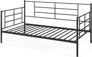 SlickBlue Twin Size Metal Daybed Sofa Bed Frame with Armrests and Backrest