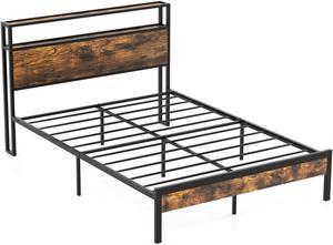 SlickBlue Twin/Full/Queen Bed Frame with Storage Headboard and Charging Station