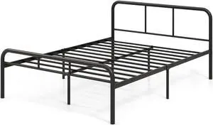 SlickBlue Full Bed Frame with Headboard and Footboard No Box Spring Needed-Black
