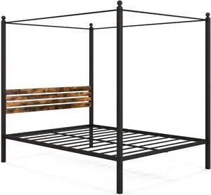 SlickBlue Queen/Twin/Full Size Canopy Bed Frame with Under Bed Storage