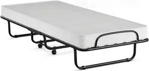 SlickBlue Rollaway Folding Bed with Memory Foam Mattress and Sturdy Metal Frame