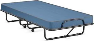 SlickBlue Rollaway Guest Bed with Sturdy Steel Frame and Memory Foam Mattress