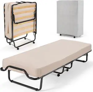 SlickBlue Rollaway Folding Bed with Memory Foam Mattress and Dust-Proof Bag