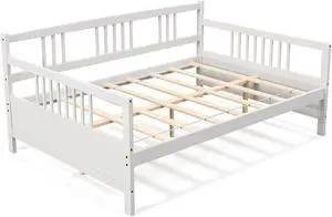 SlickBlue Wooden Full Size Daybed Frame with Guardrails