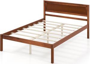 SlickBlue Twin/Full/Queen Size Bed Frame with Wooden Headboard and Slat Support