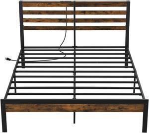 SlickBlue Bed Frame with Charging Station and Storage Headboard