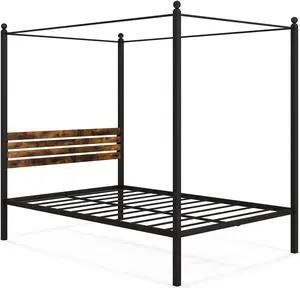 SlickBlue Queen/Twin/Full Size Canopy Bed Frame with Under Bed Storage