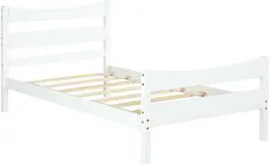 SlickBlue Twin Size Rustic Style Platform Bed Frame with Headboard and Footboard