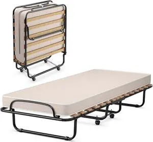 SlickBlue Portable Folding Bed with Memory Foam Mattress and Sturdy Metal Frame