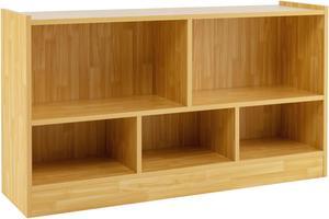 SlickBlue Kids 2-Shelf Bookcase 5-Cube Wood Toy Storage Cabinet Organizer