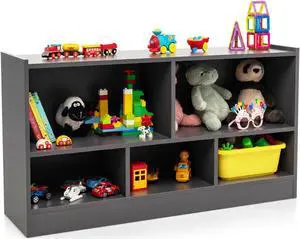 SlickBlue Kids 2-Shelf Bookcase 5-Cube Wood Toy Storage Cabinet Organizer