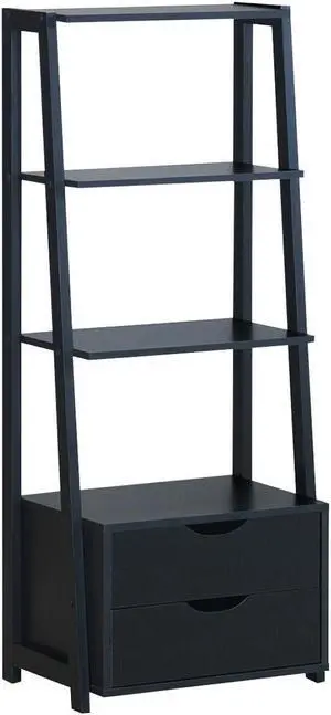 SlickBlue 4-Tier Ladder Bookshelf Storage Display with 2 Drawers