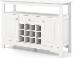SlickBlue Buffet Sideboard Wine Liquor Coffee Bar Cabinet with Removable Wine Rack-White