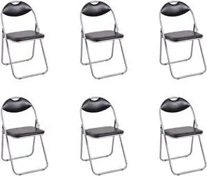SlickBlue 6 Pieces U-Shape Folding Chairs with Hollow Handle
