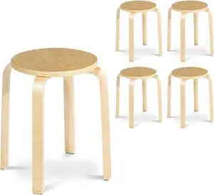 SlickBlue Set of 4 18 Inch Stack-able Bentwood Dining Chairs with Round Top