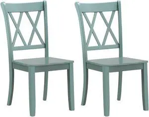 SlickBlue Set of 2 Cross Back Rubber Wood Dining Chairs